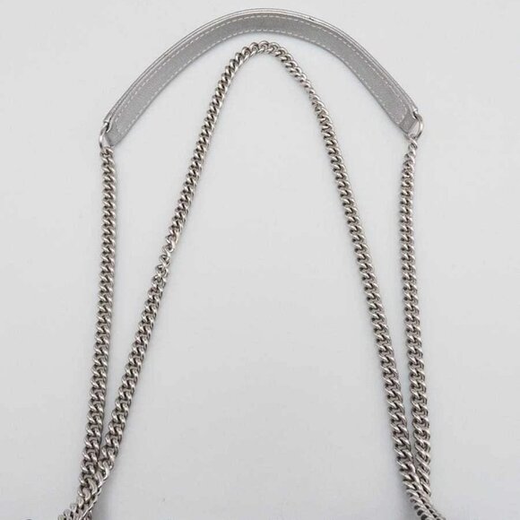 Chanel Silver Chevron Quilted Leather Studded Rectangular Mini Flap Bag - Picture 6 of 12